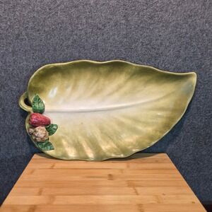 VTG MCM Nove Majolica Leaf Serving Platter Vintage 50s Retro Italian Italy